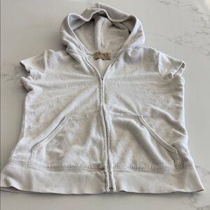 Juicy Couture Off White Cap Sleeve Terry Hoodie | Front Pockets | M—fits like S